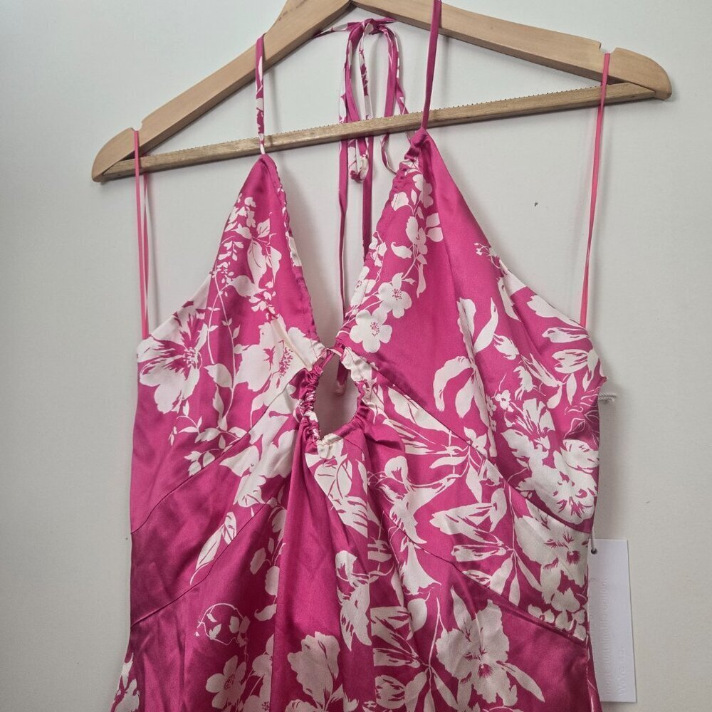 NEW Reformation Antoni Silk Dress Size 10 Hothouse Pink Floral NWT - Picture 7 of 9